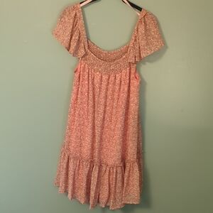 She + Sky Peach Floral Smocked Dress